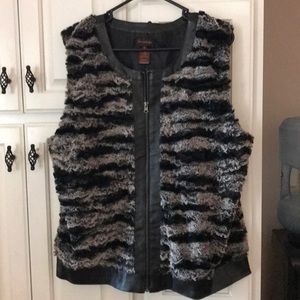 Black and Tan faux fur vest